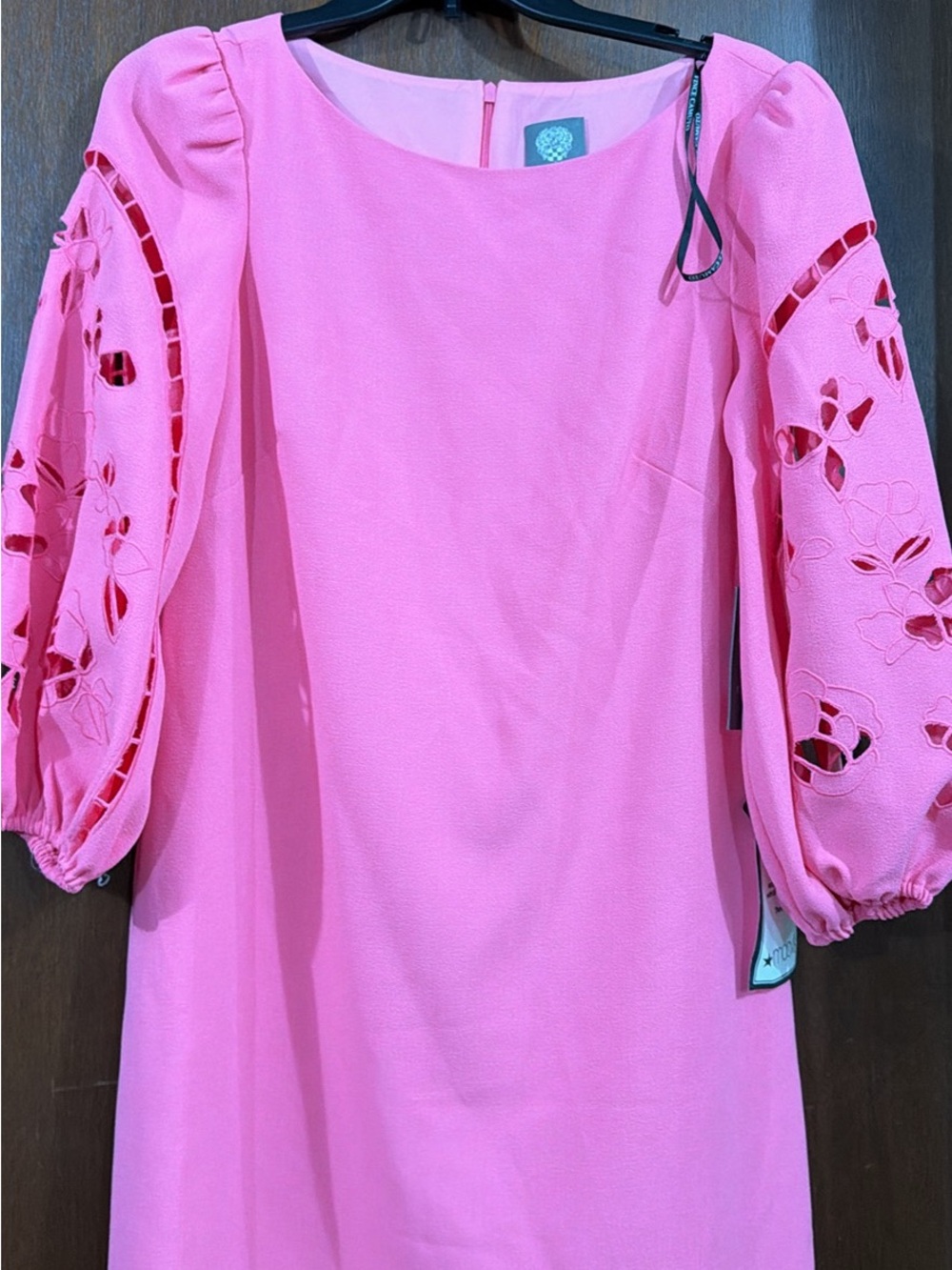 Nice Camino shift Pink Puff-Sleeve Cutout Dress